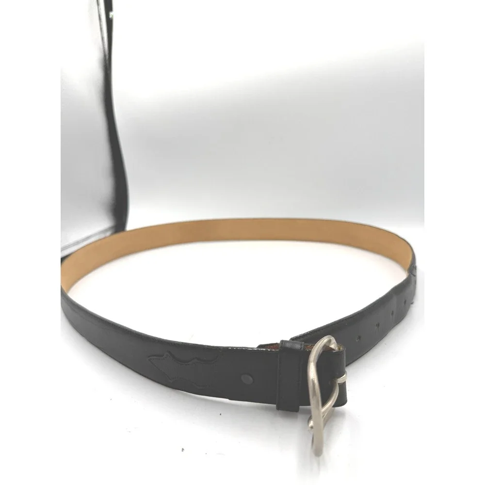 Larry Mahans Leather Belt Men 46 XXL VTG Black Western Stitched Made in USA 7927